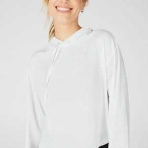 Fabletics Women's Kaia Cropped Hoodie SMALL/6 White $59.95 MSRP